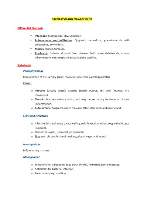 Parotid Gland Swelling Differential Diagnosis