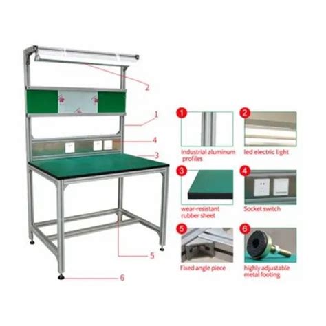 Rectangular Polished Aluminium Extrusion Workstation Size 1200 750