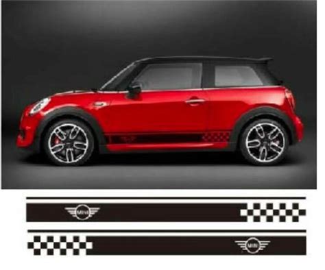 Fits Mini Cooper Side Stripes Vinyl Graphics Both Sides Decals Checked