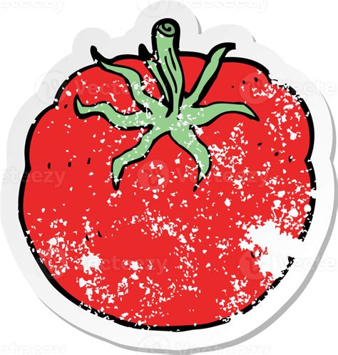 Pegatina Retro Angustiada De Un Tomate De Dibujos Animados 39943250 PNG