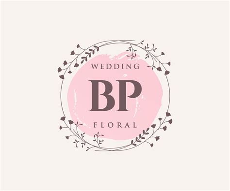 Plantilla De Logotipos De Monograma De Boda Con Letras Iniciales De Bp Plantillas Florales Y