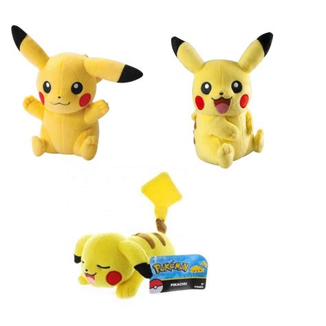 Kit Pel Cia Pokemon Pikachu Cm Boca Fechada Sorrindo Sonolento