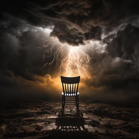 Premium Photo Chair In The Middle Of A Lightning Storm In The Air