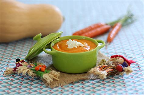 Puré de calabaza y zanahoria con queso de cabra Recetas para bebes