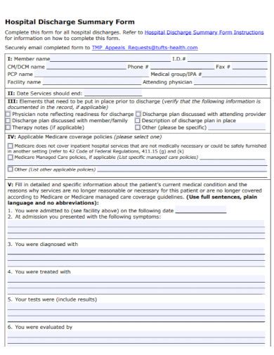 Hospital Discharge Summary 10 Examples Format Pdf