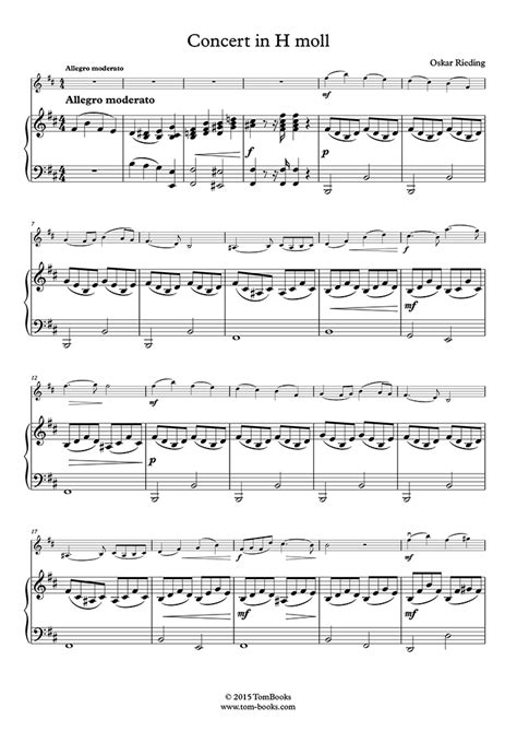 Violin Concerto No 2 In B Minor Opus 35 I Allegro Moderato Rieding Piano Sheet Music