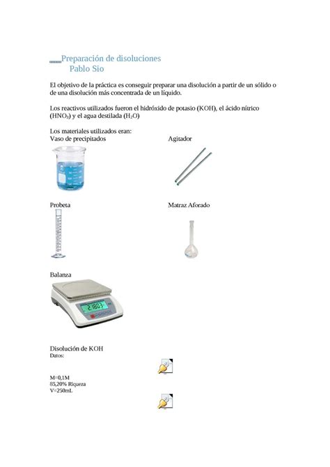 Calam O Preparaci N Disoluciones