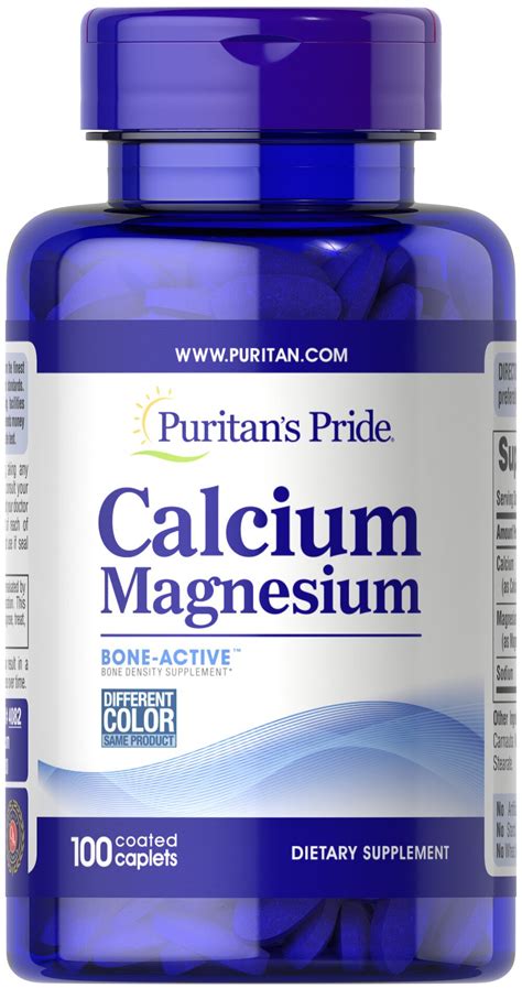 Puritans Pride Calcium Magnesium Chelated 100 Caplets ~ Puritans Pride