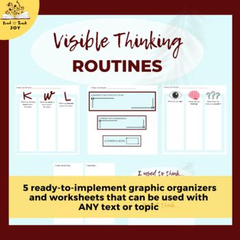 5 FREE Visible Thinking Routine Worksheets By Read Teach Joy TPT