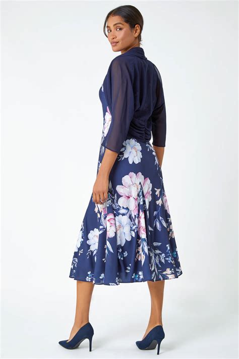 Ruched Hem Chiffon Bolero In Navy Roman Originals Uk