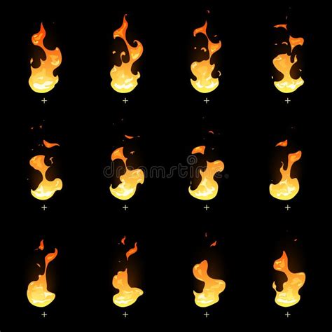 Cartoon Fire Flame Vector Seamless Frame Borders Stock Vector ...