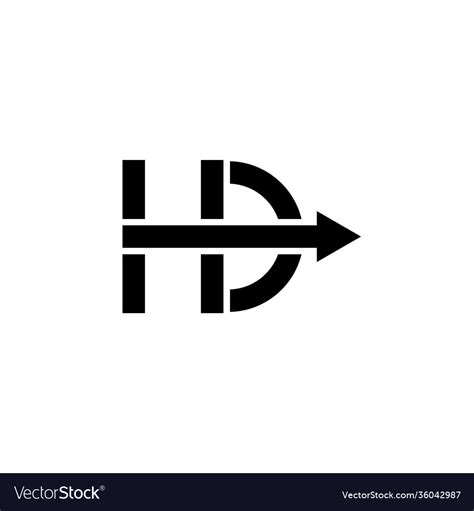 Letter Hd Geometric Line Arrow Logo Royalty Free Vector