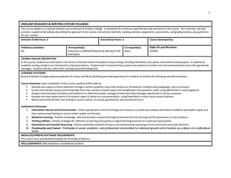 Fall Engl System And Supplemental Syllabi Engl Research