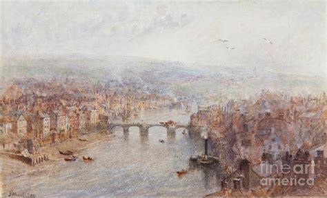 Whitby And The River Esk On A Grey Day 19th Century Watercolor