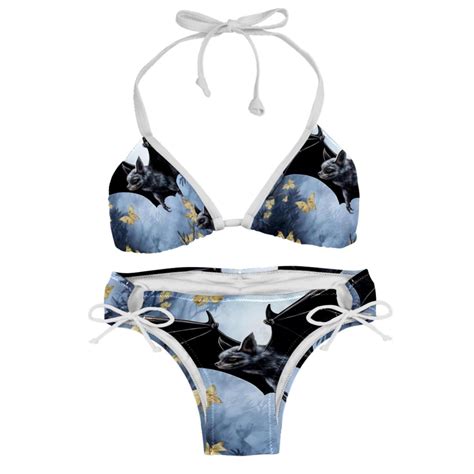 Bats Detachable Sponge Adjustable Strap Bikini Set Two Pack For Any