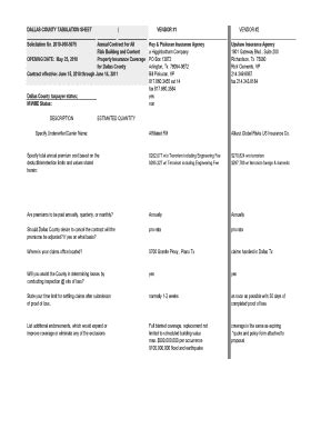 Fillable Online Dallas County Tabulation Sheet Vendor Fax Email