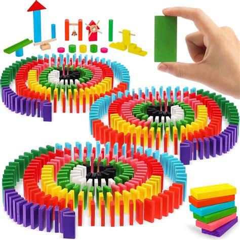 Poen 1012 Pcs Large Wood Dominoes Set Wooden Building