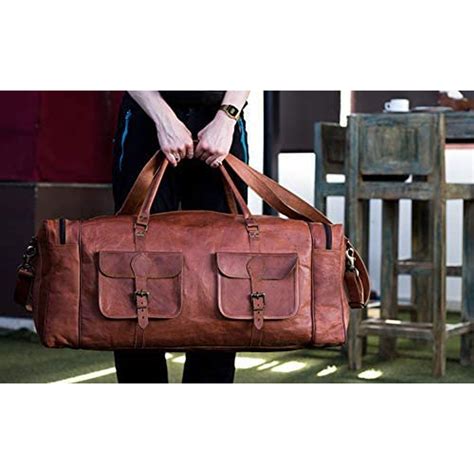 Leather Large 32 Inch Duffel Bags For Men Holdall Leather Travel Bag O