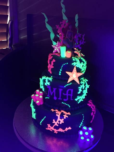 Decor Neon Decorations Outstanding Glow In The Dark Birthday Cake Icing Small Ideas On Gallery