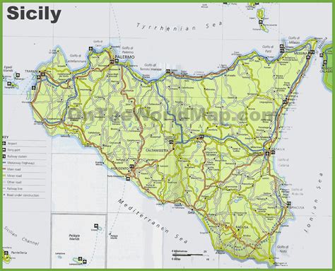 Road Map Of Sicily With Cities And Towns Printable Map Of Sicily ...