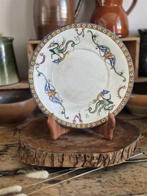 Ancienne Assiette Fa Ence Fine Gien Mod Le Dragon Polychrome Eur