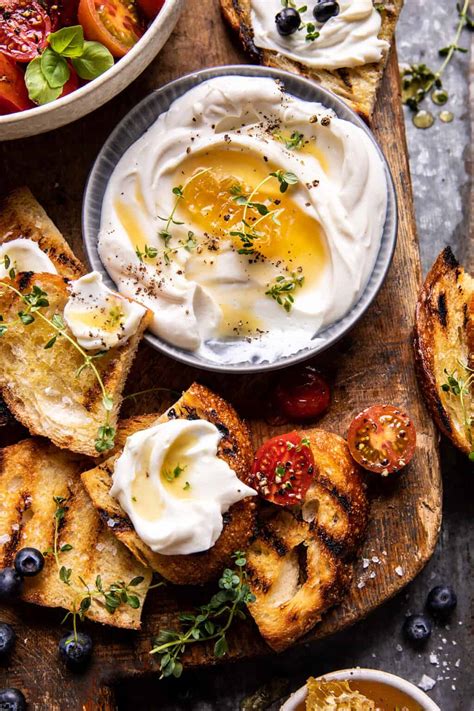 Whipped Ricotta Toast With Marinated Tomatoes And Lemon Thyme Honey