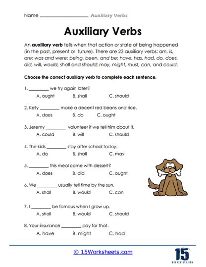 Auxiliary Verbs Worksheets - 15 Worksheets.com