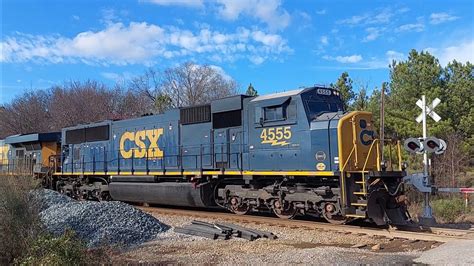 A Short Csx M491 Headed Northbound In Monroe NC With CSXT 4555 In The