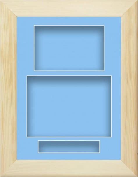 12x9 Natural Pine Wooden Box Display Frame Blue Portrait