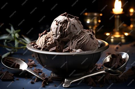 Premium Ai Image Luxurious Dark Chocolate Truffle Ice Cream