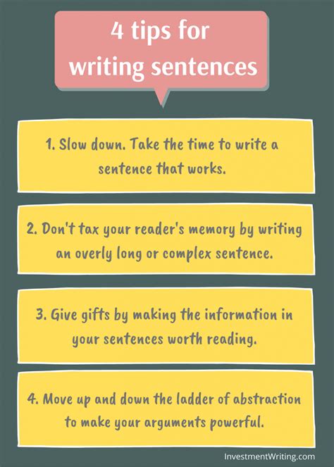 Great Tips For Writing Sentences Susan Weiner Investment Writing