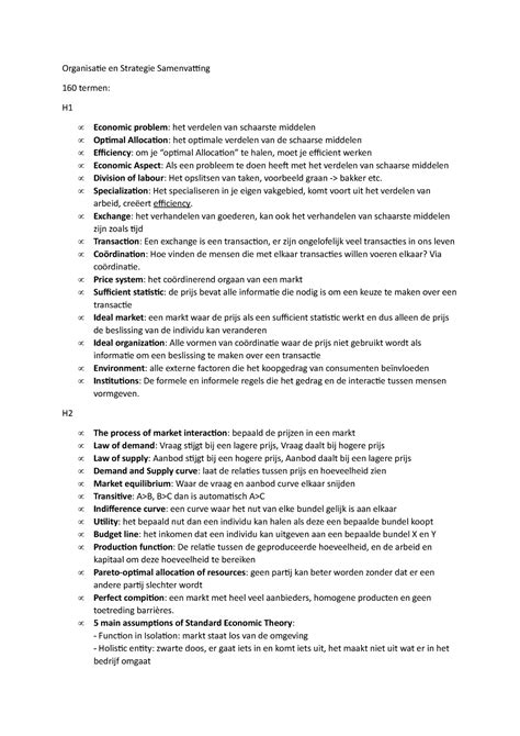 Organisatie En Strategie Termen Organisatie En Strategie Samenvatting