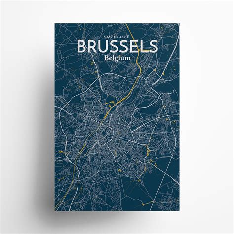 Brussels City Map Art Print Wall Decor