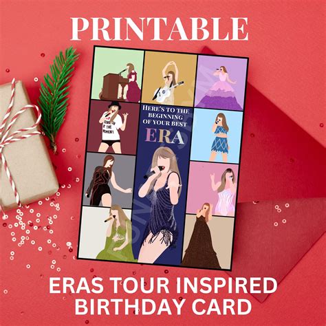 Taylor Swift Eras Tour Printable Birthday Card Swiftie Birthday Card