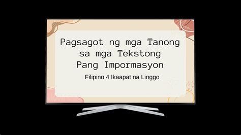 G Filipino Week Pagsagot Ng Mga Tanong Sa Mga Tekstong Pang