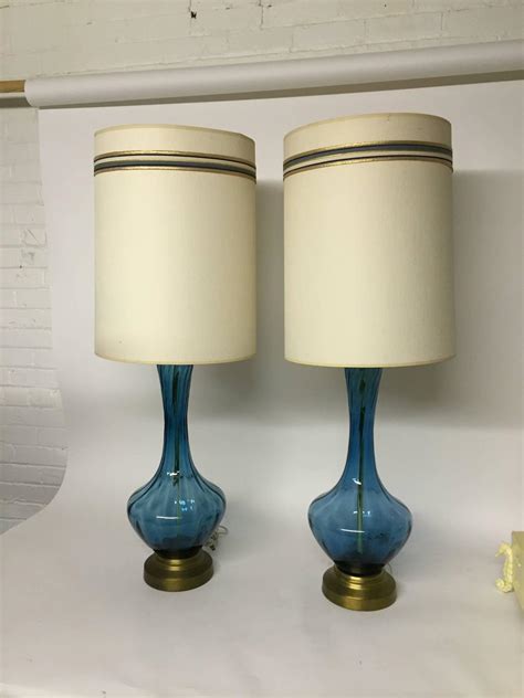 Mid-Century Modern Blue Glass Table Lamps For Sale at 1stdibs