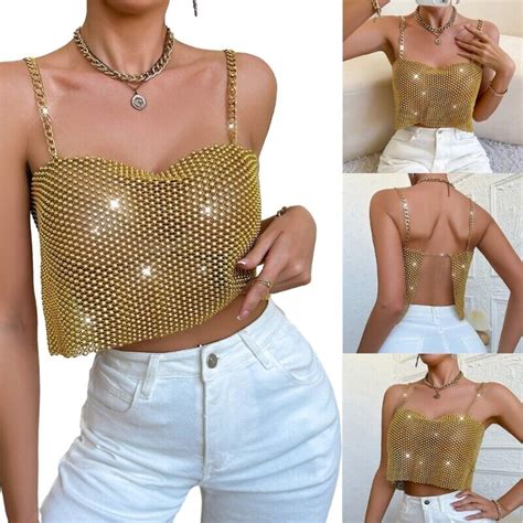 Women Rhinestones Body Chain Crystal Bras Bikini Chain Beaches Body