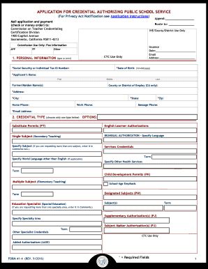 Fillable Online Kern EMERGENCY SUBSTITUTE TEACHING PERMIT FOR