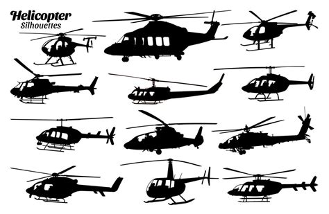 Helicopter silhouette vector illustration set. 23363348 Vector Art at ...