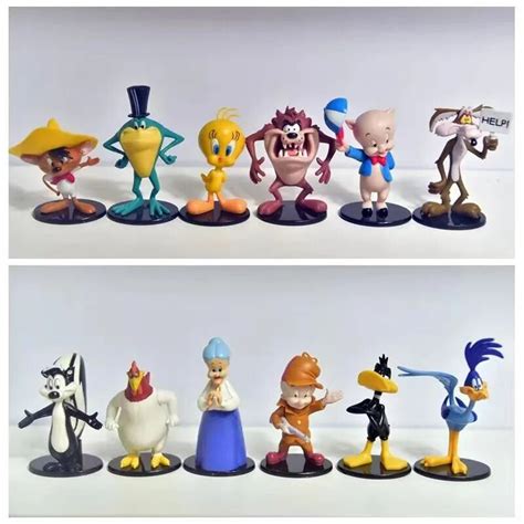 Original 12pcsset 8cm Cute Looney Tunes Bugs Bunny Pvc Dolls Animals