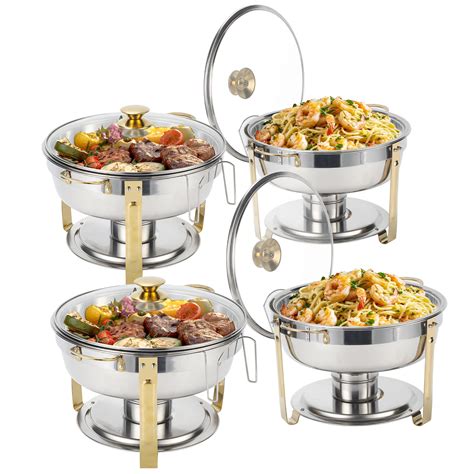 Amhier 5 Qt Chafing Dish Buffet Set With Visible Glass Lid And Holder