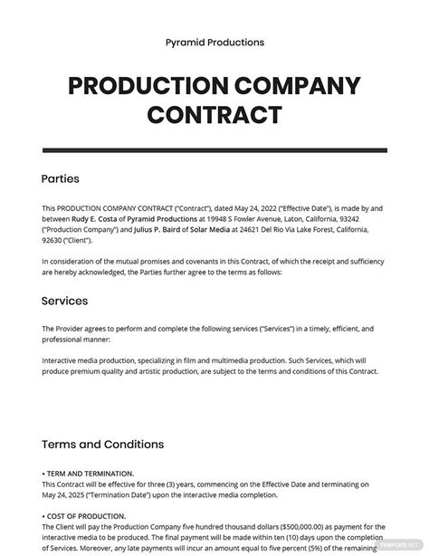 Contract Template For Video Production Prntbl Concejomunicipaldechinu