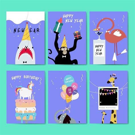 Party animals birthday card | Royalty free vector - 1222864