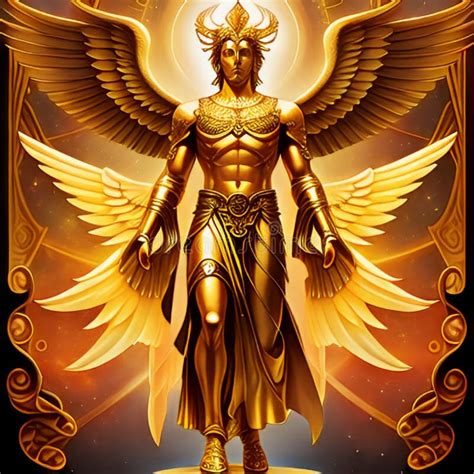 The Metatron Ancient Archangel With Large Wings And Gold Body AI