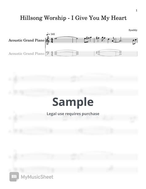 Hillsong Worship I Give You My Heart EASY PIANO SHEET Sheets By Synthly