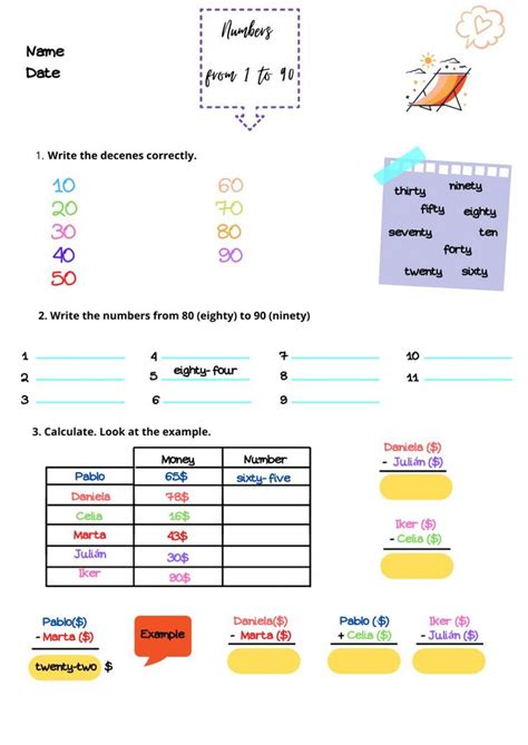 Numbers From 1 To 90 Ficha Interactiva Fichas Cuadernos