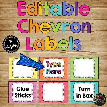 Editable Labels For Classroom Organization Decor Colorful Chevron