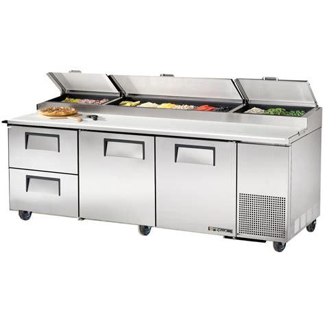 True TPP-93D-2 93" Refrigerated Pizza Prep Table with Two Doors and Two Drawers