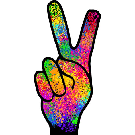 Sp12479 Tie Dye Hippie 60s 70s Peace Fingers Hand Gesture Cardboard