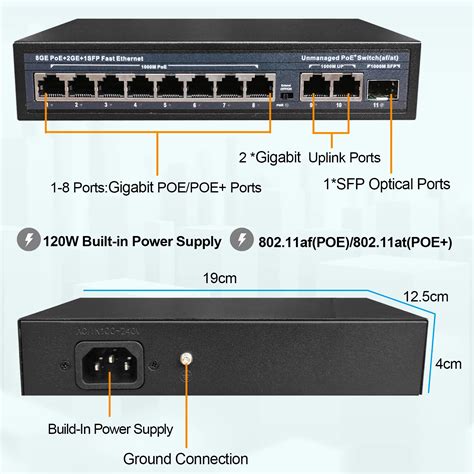 Fshngta High Performance Full Gigabit Unmanaged Poe Network Ethernet Switch With 8 Poe Ports 2